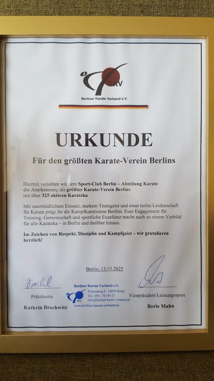 03/2025 Eine besondere Auszeichnung vom Berliner Karate Verband